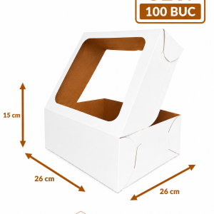 Cutie tort cu geam 26x26x15 cm ArtisPack set 100 bucati