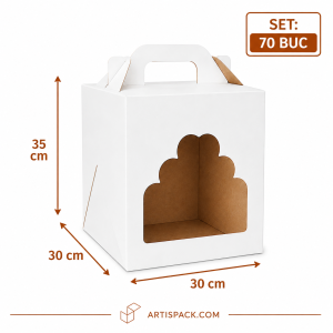 Cutie tort cu geam 30x30x35 cm ArtisPack set 70 bucăți