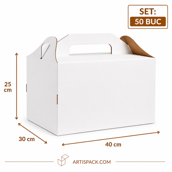 Cutie tort cu maner 30x40x25 cm ArtisPack set 50 bucati