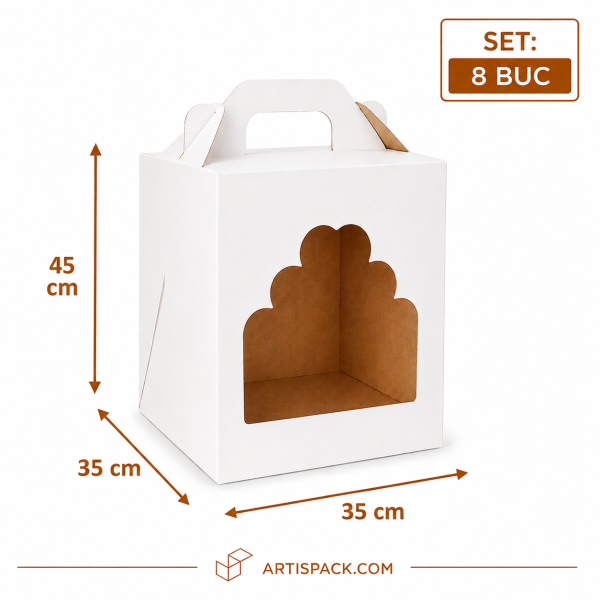 Cutie tort cu geam 35x35x45 cm ArtisPack set 8 bucăți