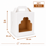 Cutie tort cu geam 35x35x45 cm ArtisPack set 15 bucăți