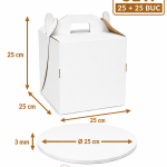 Cutie tort cu maner 25x25x25 ArtisPack cu disc gros O25 cm 25+25 bucati