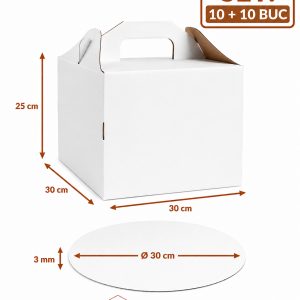 Cutie tort cu maner si disc 30x30x25 ArtisPack set 10+10 bucati