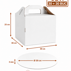 Set cutie tort cu maner 30x30x25 cm si disc gros O30 cm ArtisPack 30+30 bucati