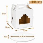 Cutie tort cu geam 30x30x25 ArtisPack cu disc gros O30 cm 10+10 bucati
