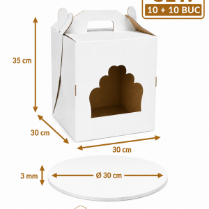 Cutie tort cu geam 30x30x35 10 buc ArtisPack cu disc gros O30 cm