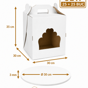 Cutie tort cu geam si disc 30x30x35 ArtisPack set 25+25 bucati