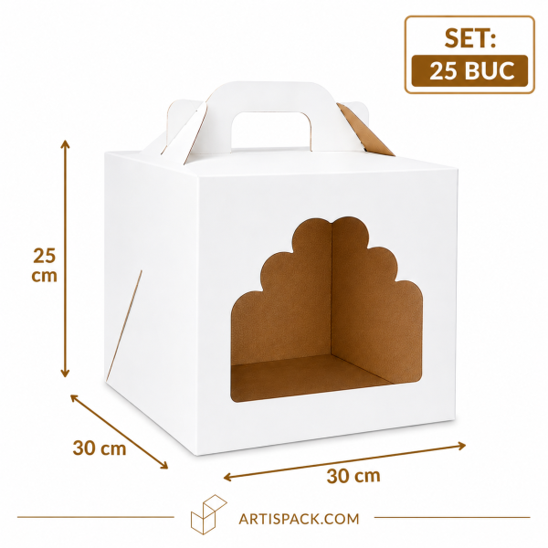 Cutie tort cu geam 30x30x25 cm ArtisPack set 25 bucăți