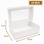 Cutie prajituri cu geam 23x15x6 cm ArtisPack set 50 bucati