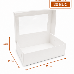 Cutie prajituri cu geam 23x15x6 cm ArtisPack set 20 bucati