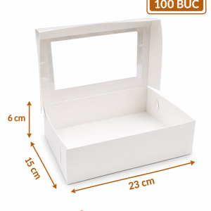 Cutie prajituri cu geam 23x15x6 cm ArtisPack set 100 bucati