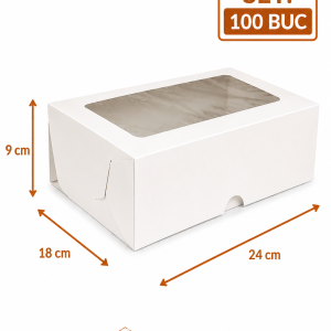 Cutie prajituri cu geam 24x18x9 cm ArtisPack set 100 bucati