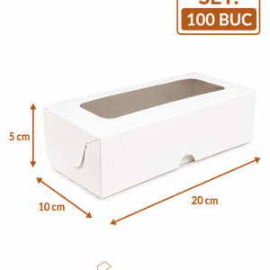 Cutie prajituri cu geam 20x10x5 cm ArtisPack set 100 bucati