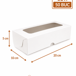 Cutie prajituri cu geam 20x10x5 cm ArtisPack set 50 bucati