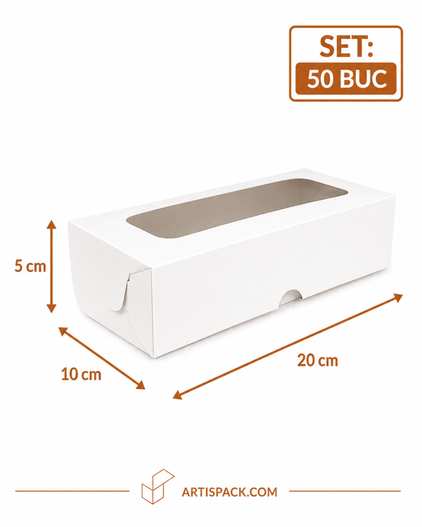 Cutie prajituri cu geam 20x10x5 cm ArtisPack set 50 bucati