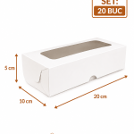Cutie prajituri cu geam 20x10x5 cm ArtisPack set 20 bucati