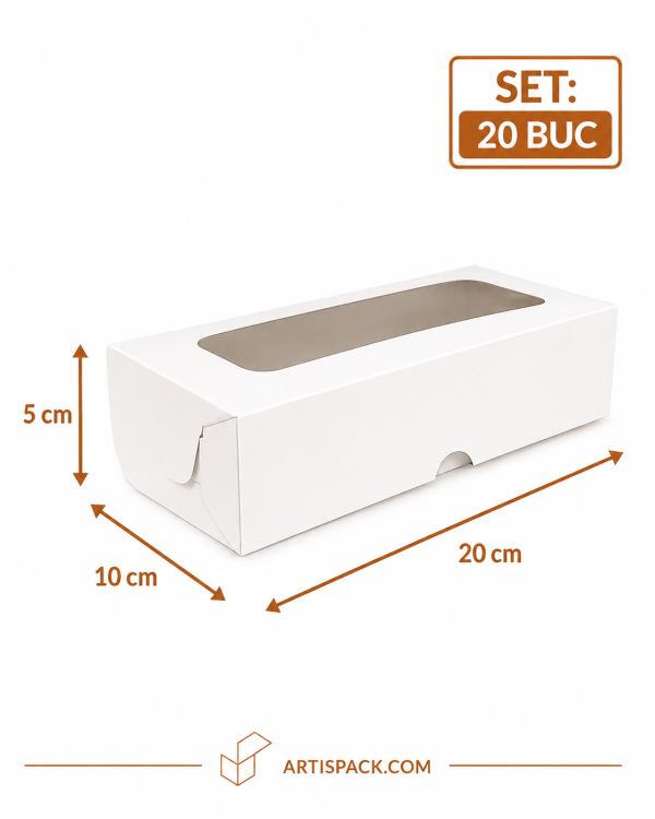 Cutie prajituri cu geam 20x10x5 cm ArtisPack set 20 bucati