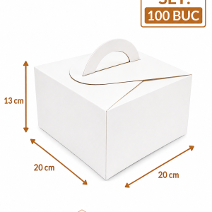 Cutie prajituri cu maner 20x20x13 cm ArtisPack set 100 bucati