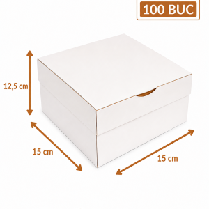 Cutie prajituri alba 15x15x10 cm ArtisPack set 100 bucati