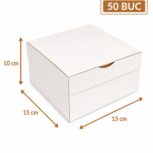 Cutie prajituri alba 15x15x10 cm ArtisPack set 50 bucati