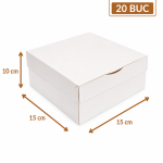 Cutie prajituri alba 15x15x10 cm ArtisPack set 20 bucati