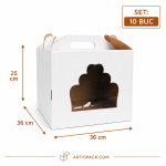 Cutie tort alb kraft cu geam 36x36x25 cm ArtisPack