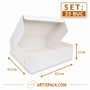 Cutie tort alba ArtisPack 35,5x35,5x15 cm set 25 bucati