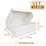 Cutie tort alba ArtisPack 35,5x35,5x15 cm set 12 bucati
