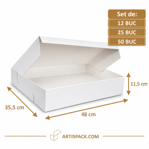 Cutie tort albă 48×35,5×11,5 cm Art, set 12, 25 sau 50 bucăți