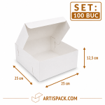 Cutie tort alba ArtisPack 25x25x12,5 cm set 100 bucati