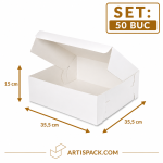Cutie tort alba ArtisPack 35,5x35,5x15 cm set 50 bucati