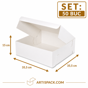 Cutie tort alba ArtisPack 35,5x35,5x15 cm set 50 bucati