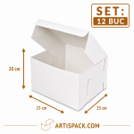 Cutie tort alba ArtisPack 25x25x20 cm set 12 bucati
