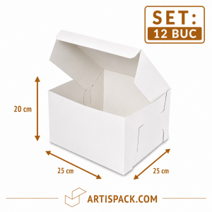Cutie tort alba ArtisPack 25x25x20 cm set 12 bucati