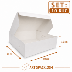 Cutie tort alba ArtisPack 30x30x15 cm set 50 bucati