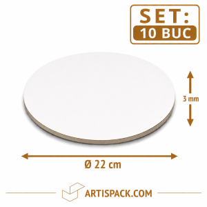 Disc gros tort rotund alb kraft O22 cm 3 mm din carton alimentar ArtisPack