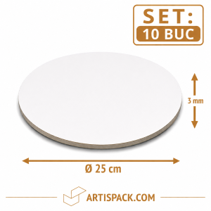 Disc gros tort rotund alb kraft O25 cm 3 mm din carton alimentar ArtisPack