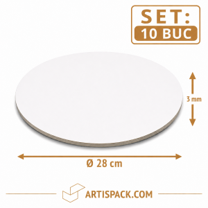 Disc gros tort rotund alb kraft O28 cm 3 mm ArtisPack 10 buc
