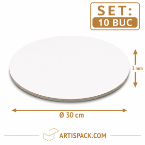 Disc gros tort rotund alb kraft O30 cm 3 mm din carton alimentar ArtisPack