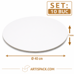 Disc gros tort rotund alb kraft O40 cm 3 mm din carton alimentar ArtisPack