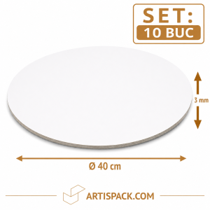 Disc gros tort rotund alb kraft O40 cm 3 mm din carton alimentar ArtisPack
