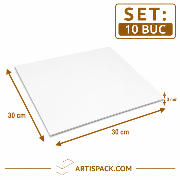 Disc gros tort patrat alb kraft 30x30 cm 3 mm din carton alimentar ArtisPack