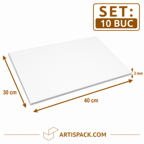 Disc gros tort dreptunghiular alb kraft 30x40 cm 3 mm ArtisPack 10 buc Disc gros tort dreptunghiular alb kraft 30x40 cm 3 mm din carton alimentar ArtisPack