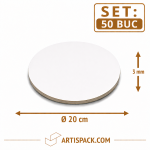 Disc gros tort rotund alb kraft O20 cm 3 mm din carton alimentar ArtisPack