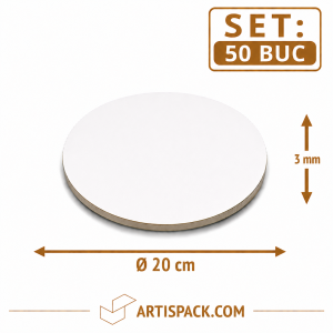 Disc gros tort rotund alb kraft O20 cm 3 mm din carton alimentar ArtisPack
