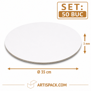 Disc gros tort rotund alb kraft O28 cm 3 mm din carton alimentar ArtisPack