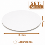 Disc gros tort rotund alb kraft O40 cm 3 mm din carton alimentar ArtisPack