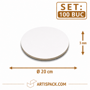 Disc gros tort rotund alb kraft O20 cm 3 mm din carton alimentar ArtisPack