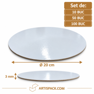 Disc gros tort rotund alb/kraft O20 cm 3 mm Art