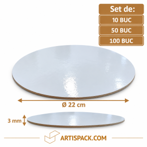 Disc gros tort rotund alb/kraft O22 cm 3 mm Art